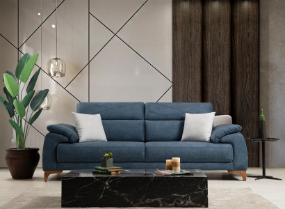 Sofa Couch Wohnzimmer Modern Möbel Dreisitzer Blau Polstersofa Design